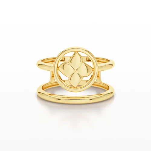 Double-Line Four-Leaf-Flower Ring
