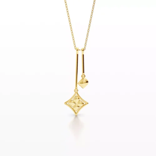 Duality Diamond-Shaped Four-Leaf-Flower Pendant